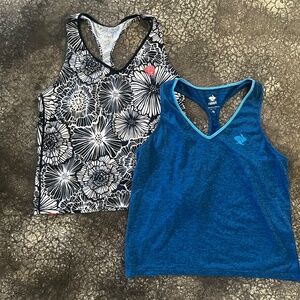 Rabbit EZ Vee Tank - Two Tank Tops: Black Floral & Classic Blue - Size S